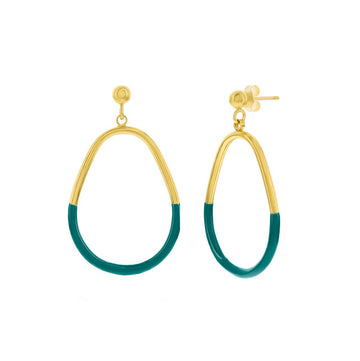 Turquoise Enamel Pear-Shaped Drop Earrings