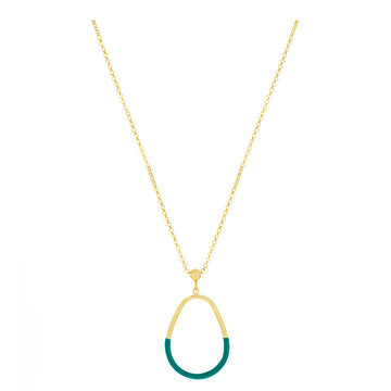 Turquoise Enamel Pear-Shaped Drop Necklace