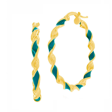 Twisted Turquoise Enamel Hoop Earrings