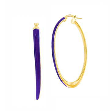 Violet Enamel Oval Hoop Earrings