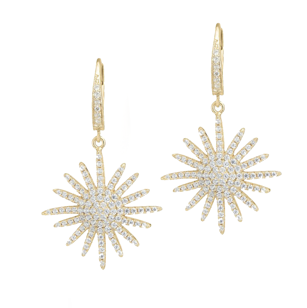 Pave Starburst Drop Earrings