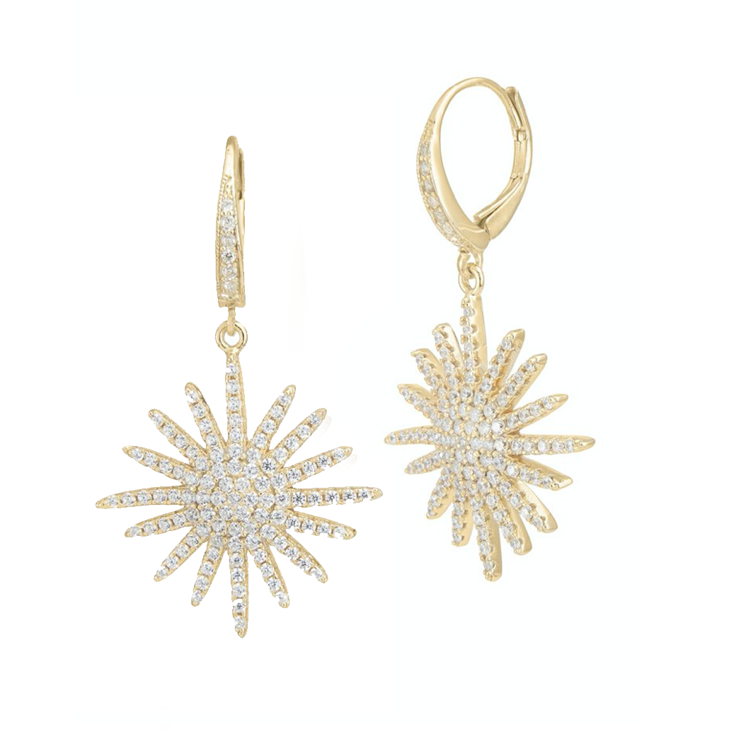 Pave Starburst Drop Earrings