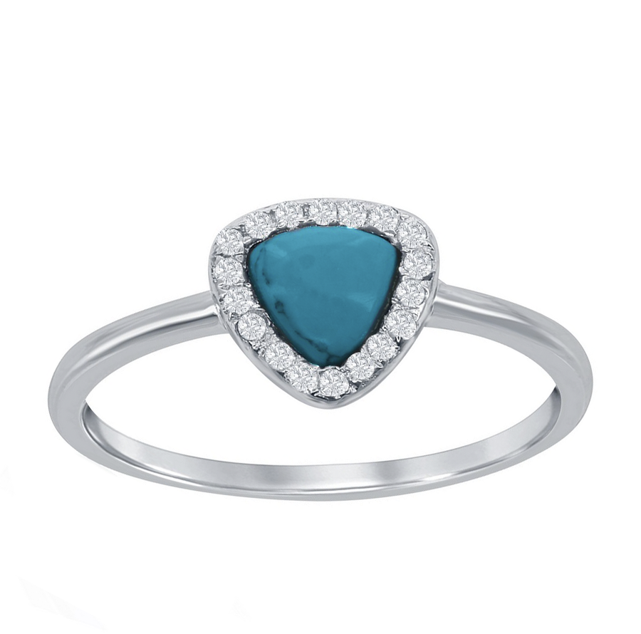 Halo Turquoise Triangle Ring