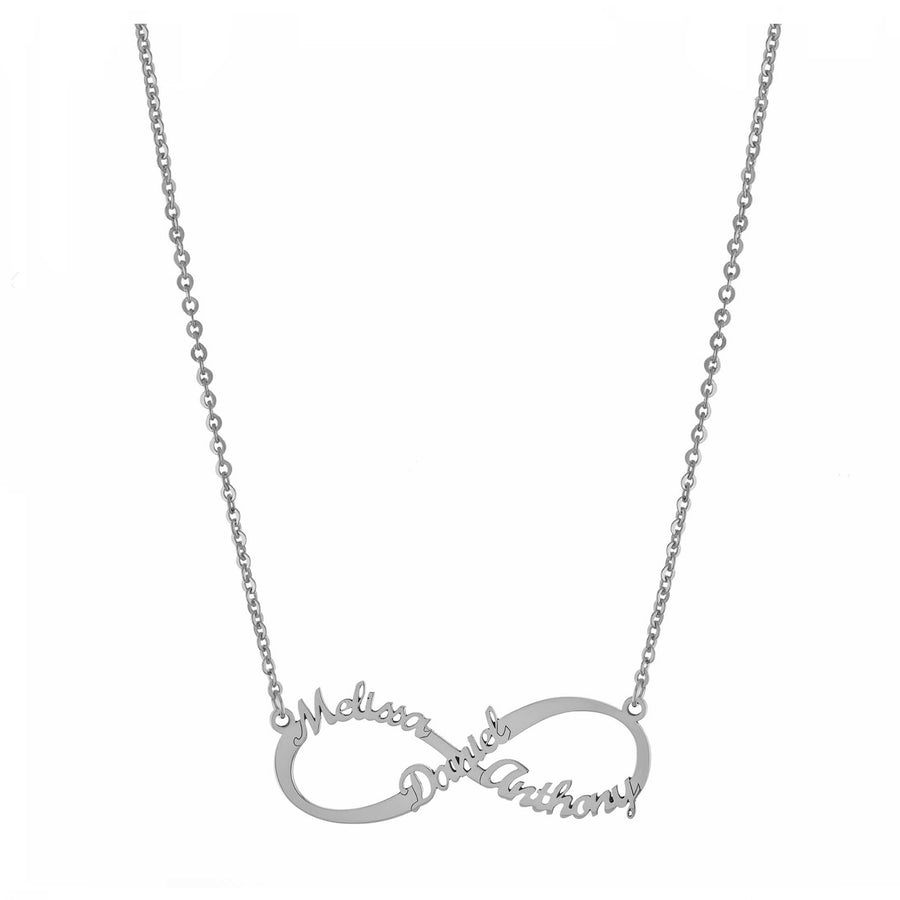 Personalized Script Triple Name Infinity Necklace