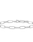 Alternating Paperclip Link & Triple Round CZ Bracelet