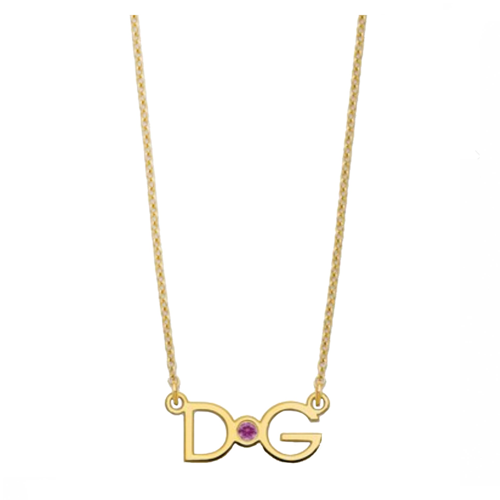 Personalized Double Initial Birthstone Necklace (Available in 12 colors)