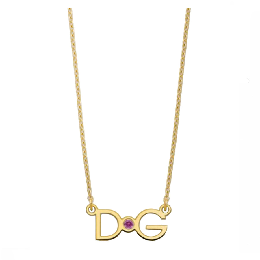 Personalized Double Initial Birthstone Necklace (Available in 12 colors)