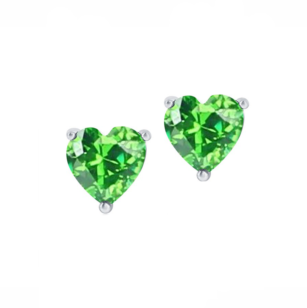 Birthstone Heart Stud Earrings (Available in 12 Colors)