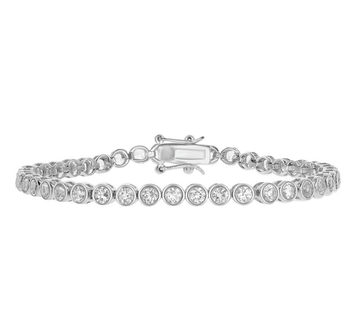 Round Bezel White Topaz Tennis Bracelet