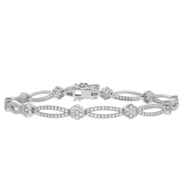 Alternating Open Oval and Flower Tennis Bracelet