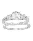 Three Stone White Topaz Split Shank Ring Set