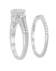 Three Stone White Topaz Split Shank Ring Set