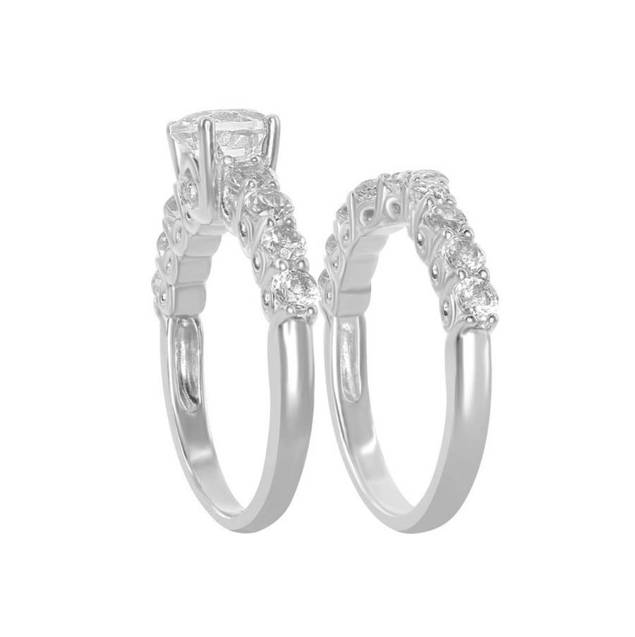 Round White Topaz Ring Set