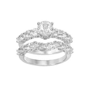 Round White Topaz Ring Set