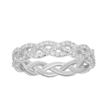 White Topaz Braided Eternity Band