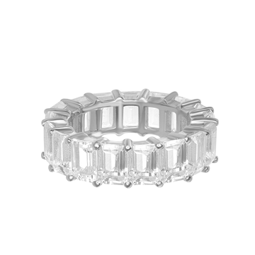 Emerald-Cut White Topaz Eternity Band