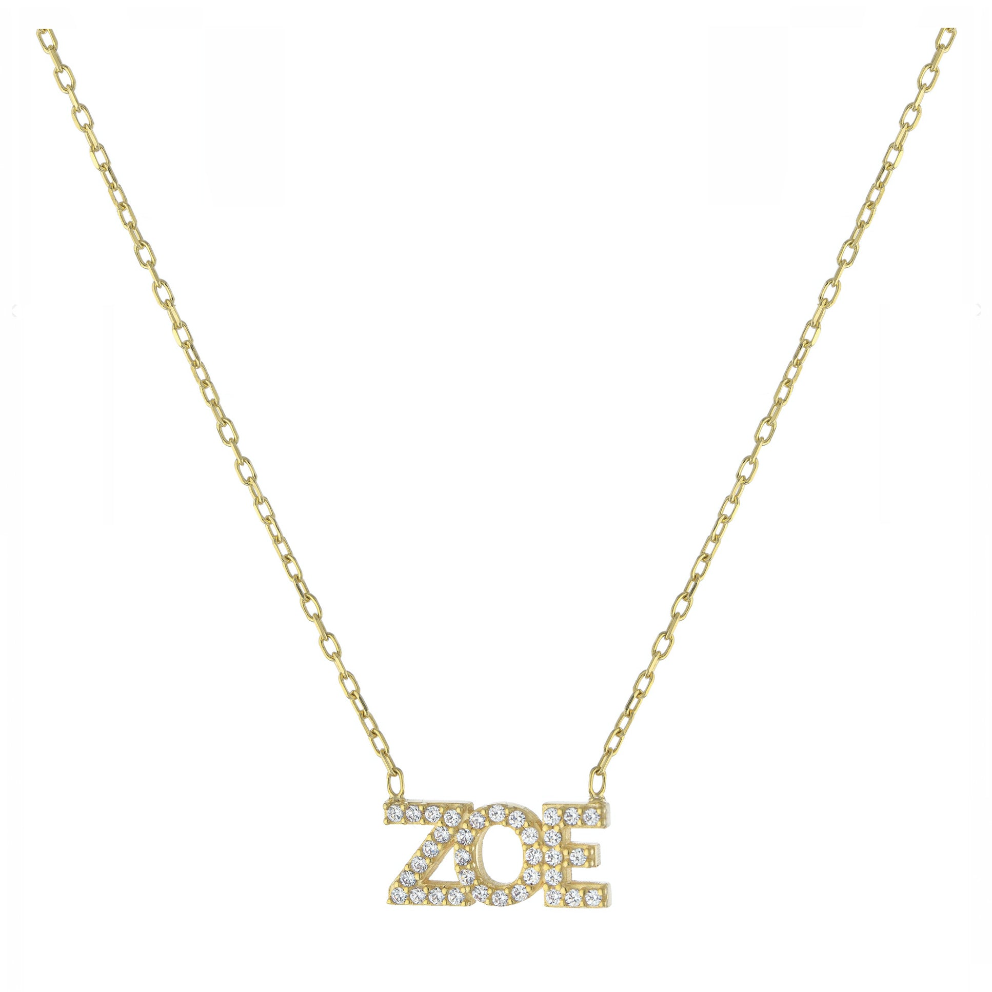 Personalized Block Sparkle Name Necklace