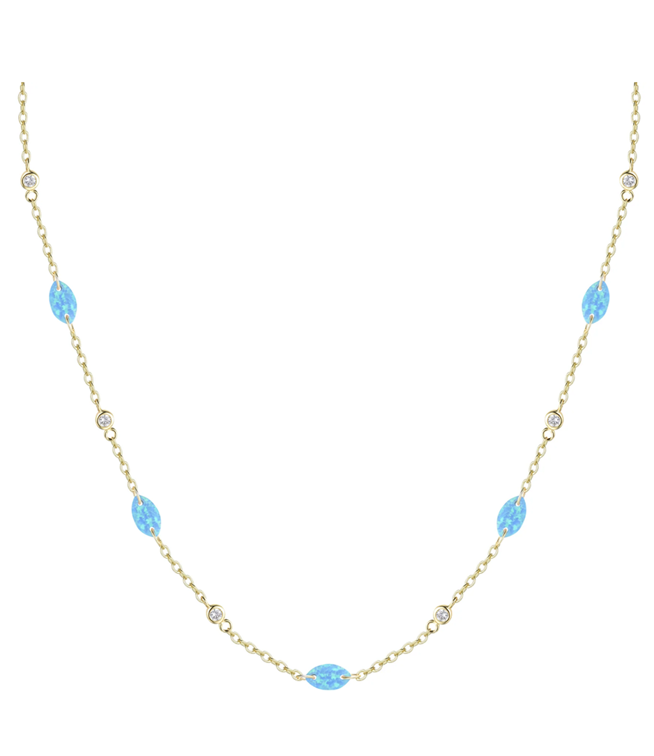 Drilled Opal Chain Necklace (Available in 5 Colors)