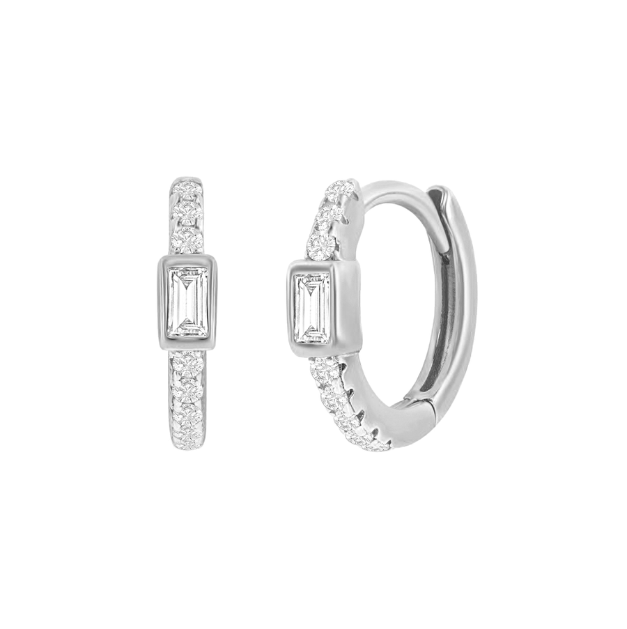 Baguette Sparkle Huggie Earrings