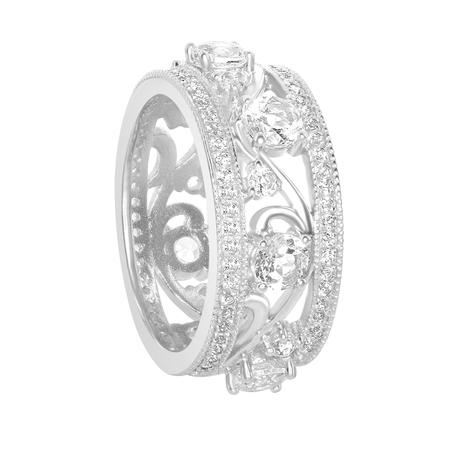 White Topaz Sparkle Scroll Eternity Band