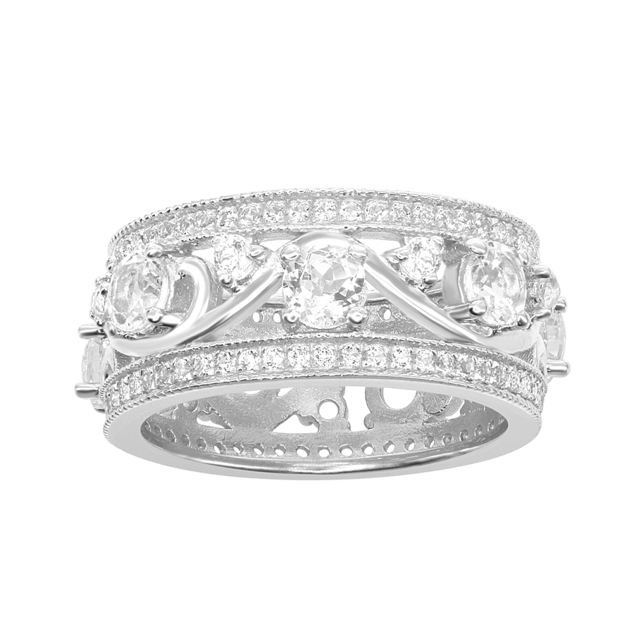 White Topaz Sparkle Scroll Eternity Band