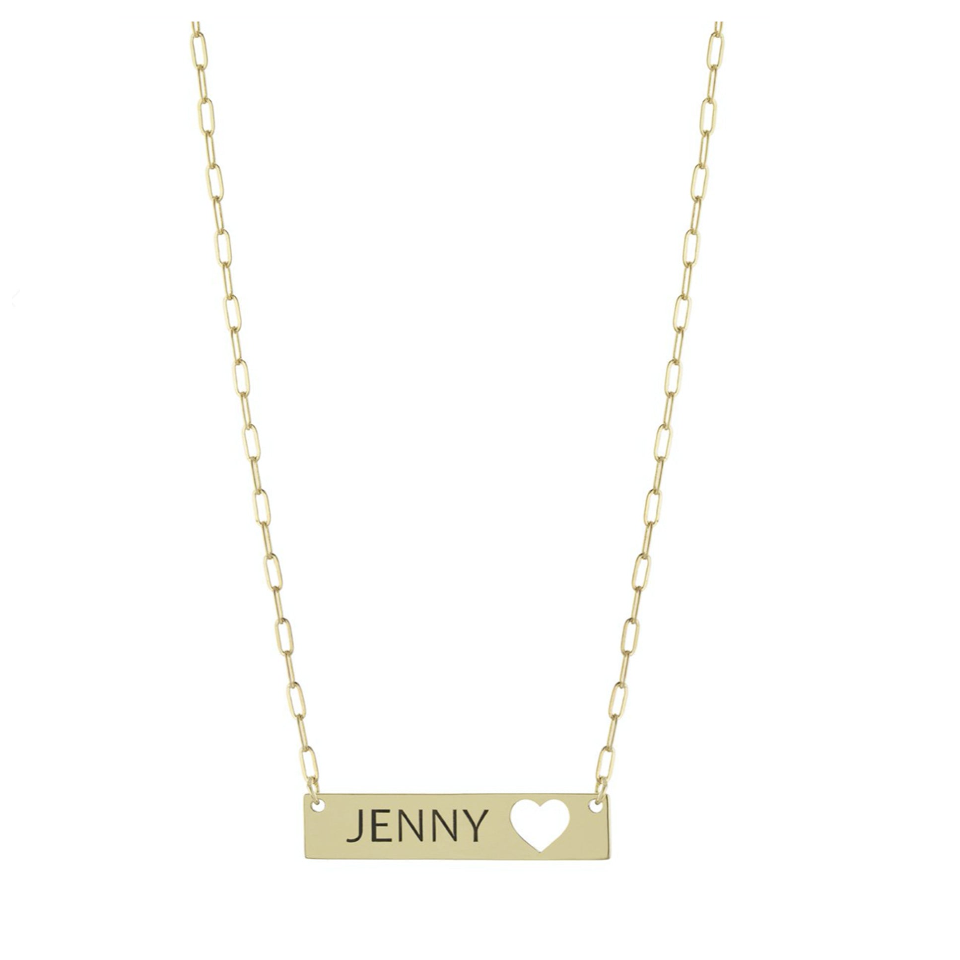 Personalized Heart Bar Name Necklace