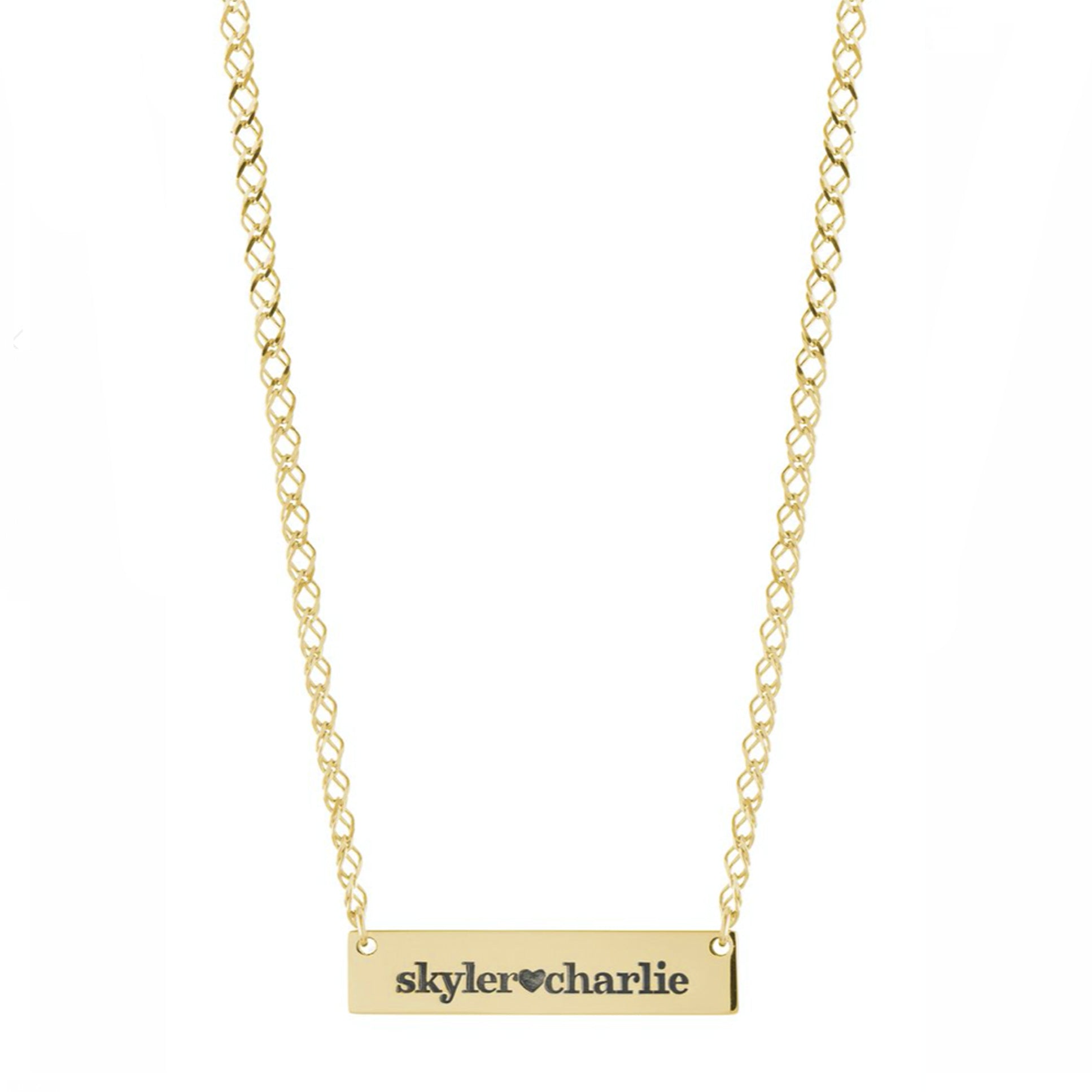 Personalized Heart Bar Double Name Necklace