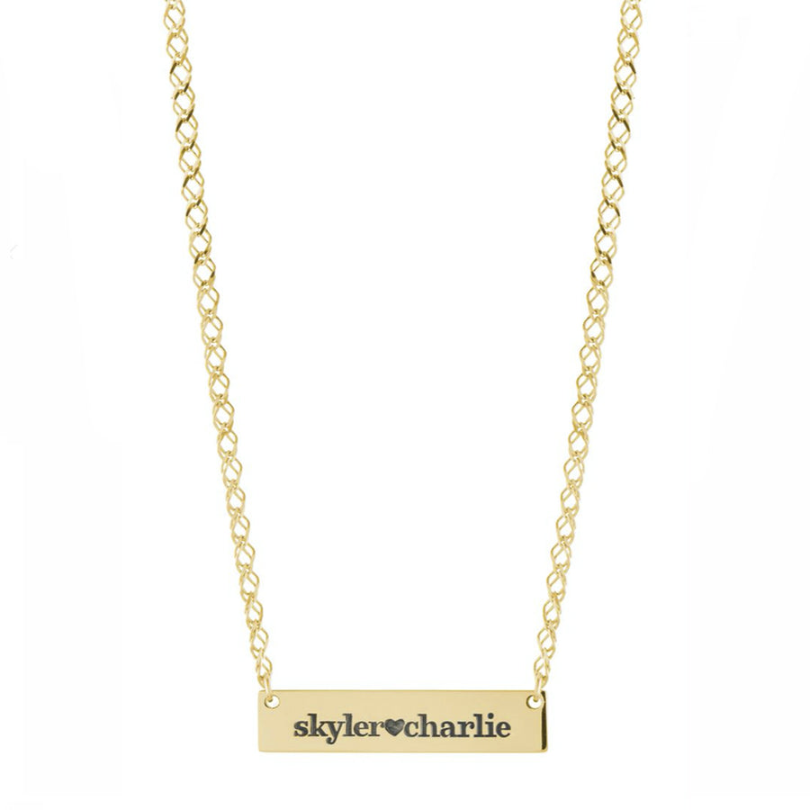 Personalized Heart Bar Double Name Necklace