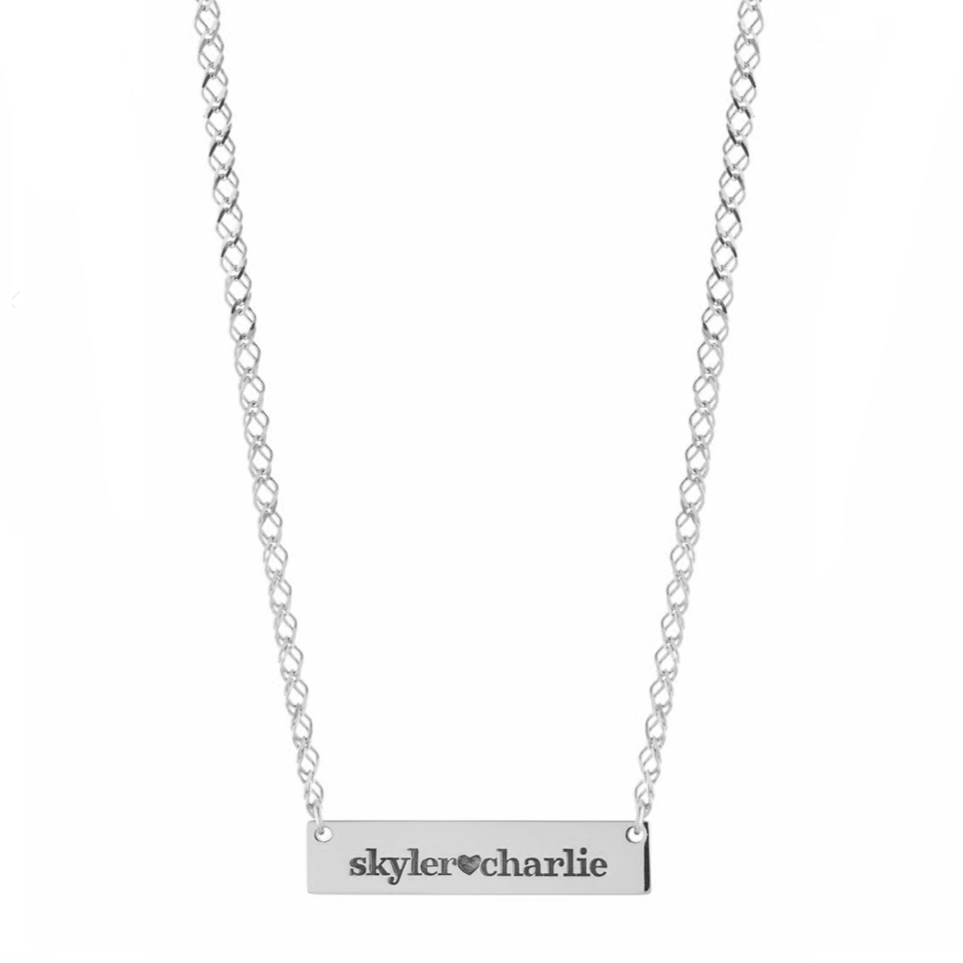 Personalized Heart Bar Double Name Necklace