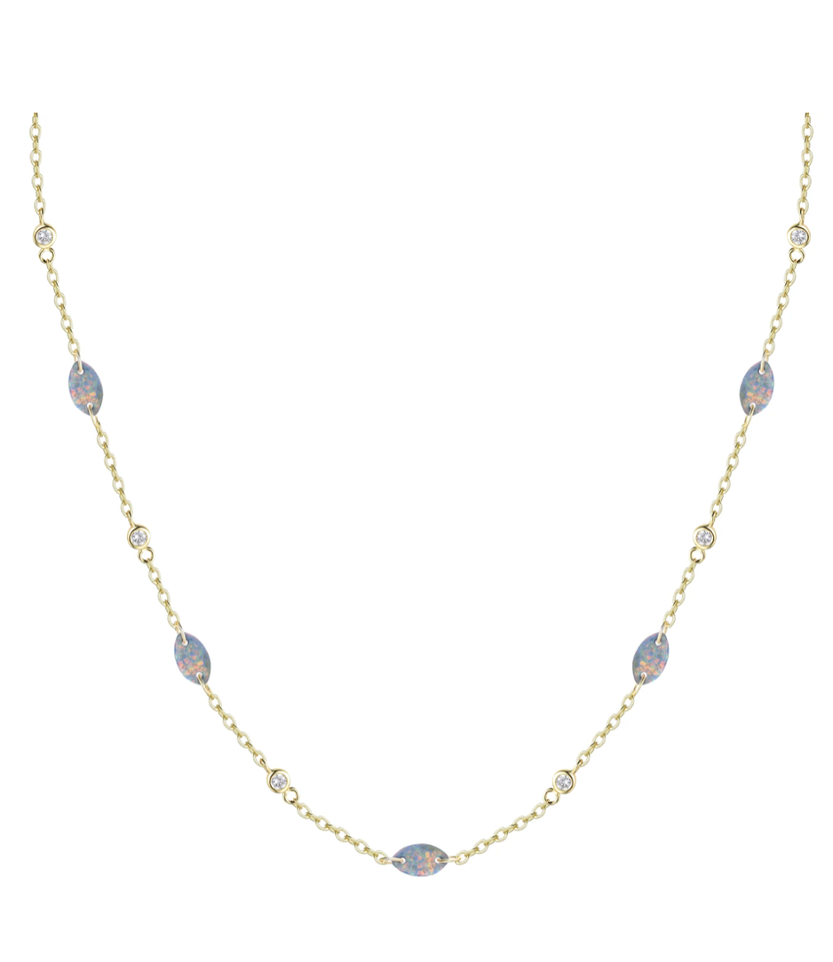 Drilled Opal Chain Necklace (Available in 5 Colors)
