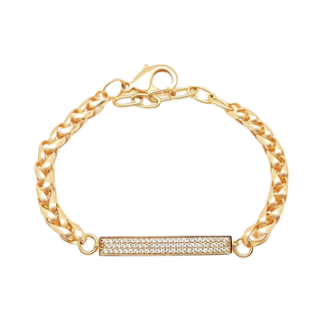 Matte Gold Pave ID Chain Bracelet