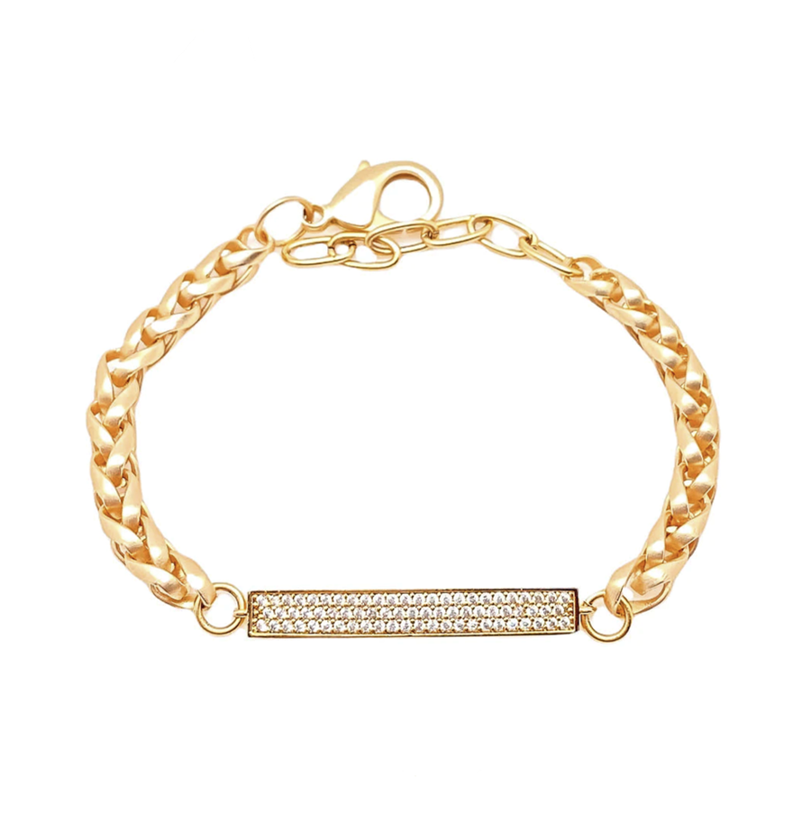 Matte Gold Pave ID Chain Bracelet