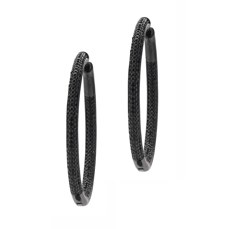 Black Pave Hoop Earrings