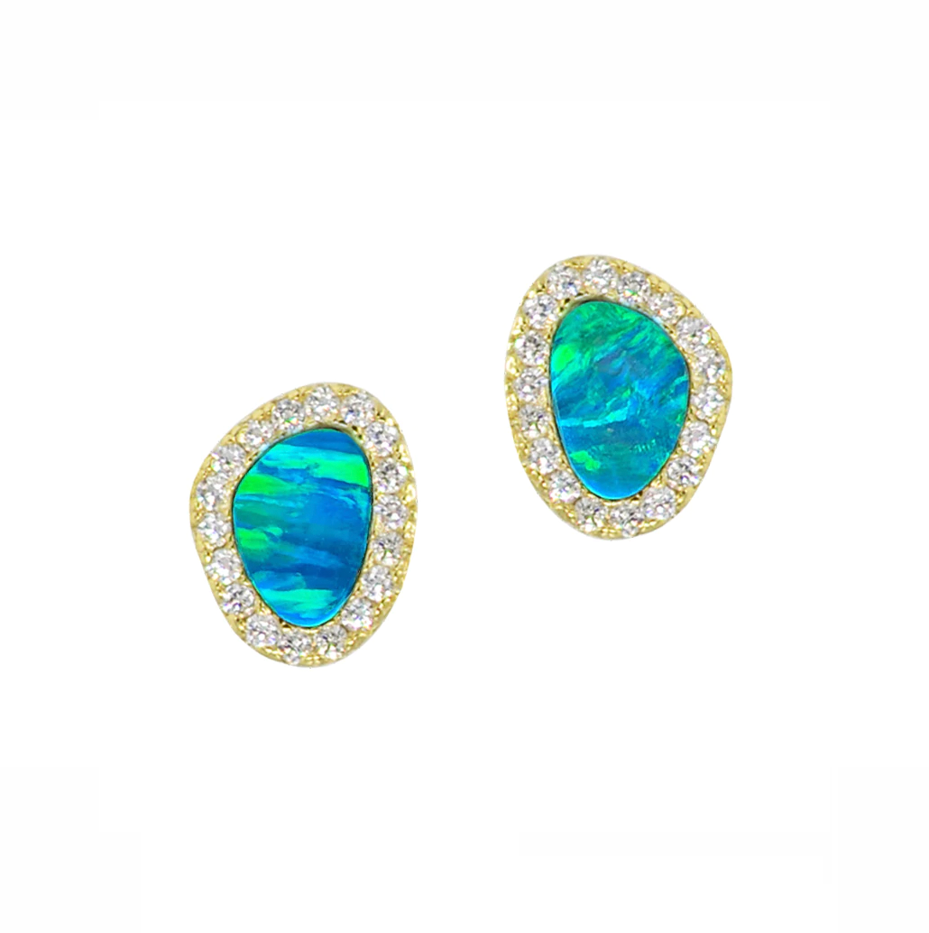 Opal Pebble Stud Earrings (Available in 10 Colors)