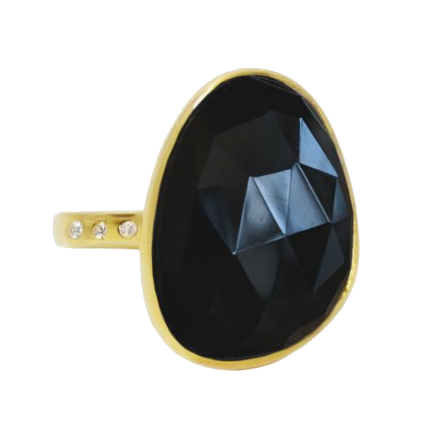 Black Spinel Pebble Ring