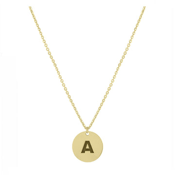 Personalized Block Initial Disc Necklace