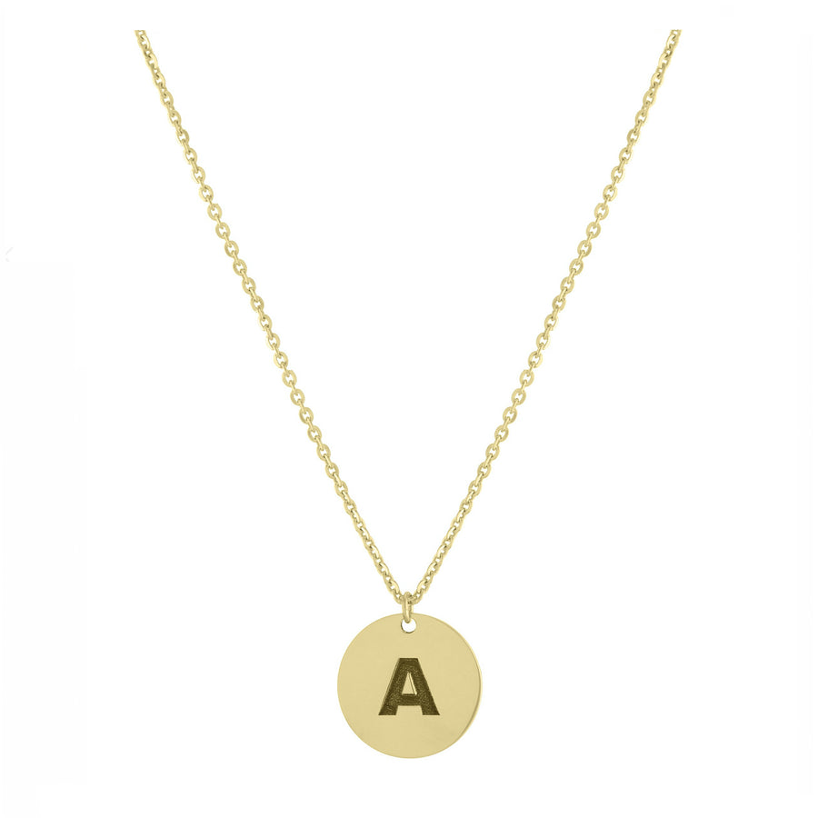Personalized Block Initial Disc Necklace