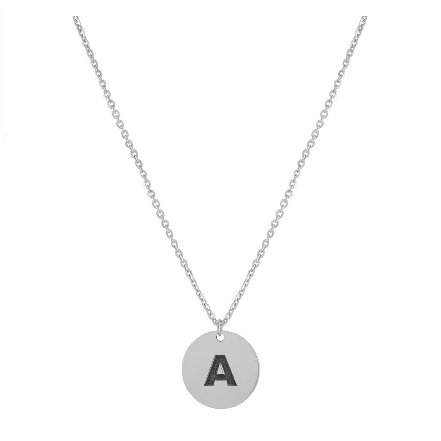 Personalized Block Initial Disc Necklace