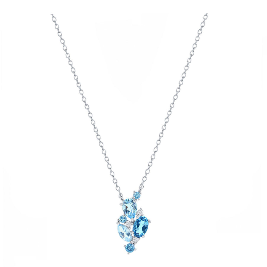 Sparkle Blue Topaz Cluster Necklace