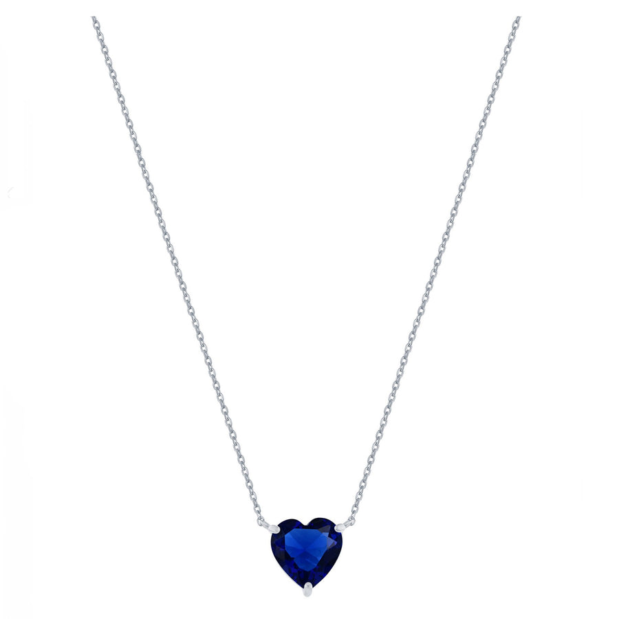 Blue Sapphire Heart Necklace