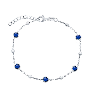 Blue Sapphire Bezel Bead Chain Bracelet