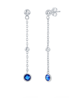 Blue Sapphire Bezel Bead Chain Earrings