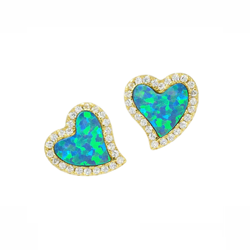 Opal Heart Stud Earrings (Available in 5 Colors)