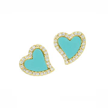 Turquoise Heart Stud Earrings