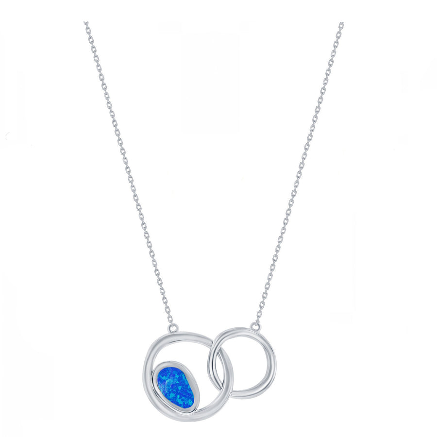 Double Circle Opal Accent Necklace (Available in 2 Colors)