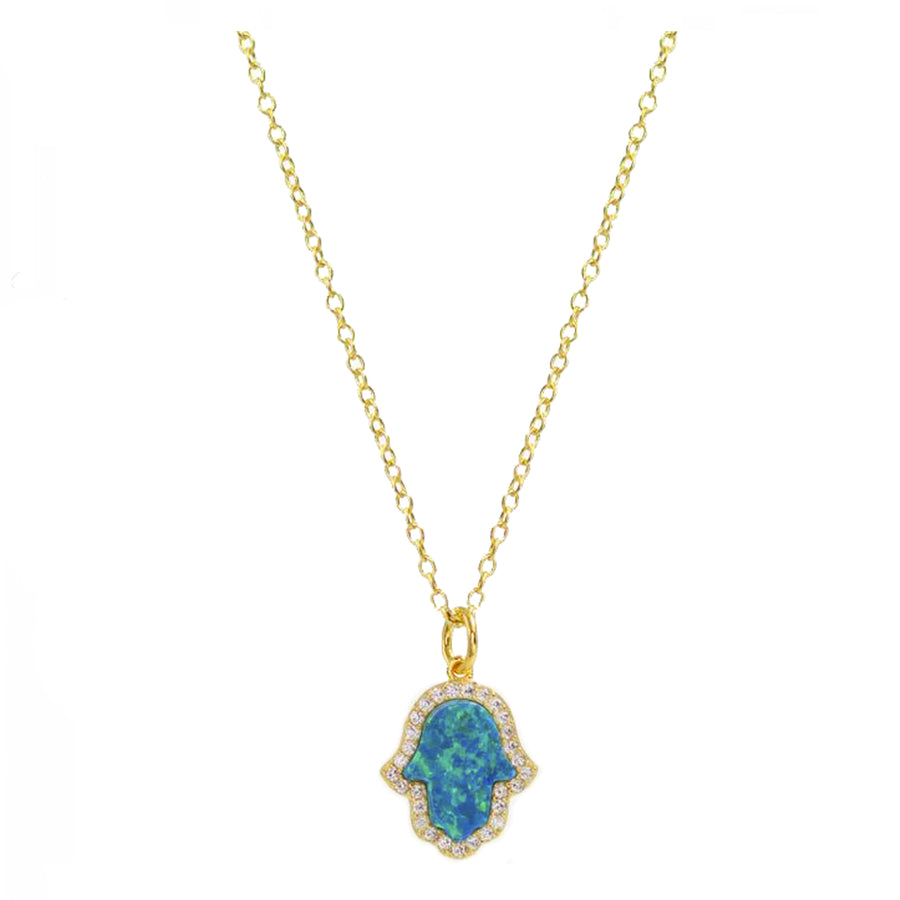 Opal Hamsa Necklace (Available in 4 Colors)