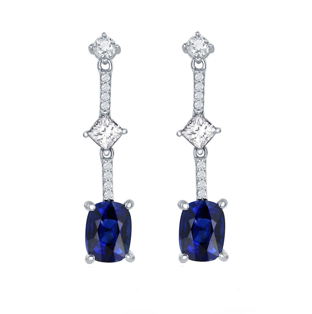 Blue Sapphire Drop Line Earring
