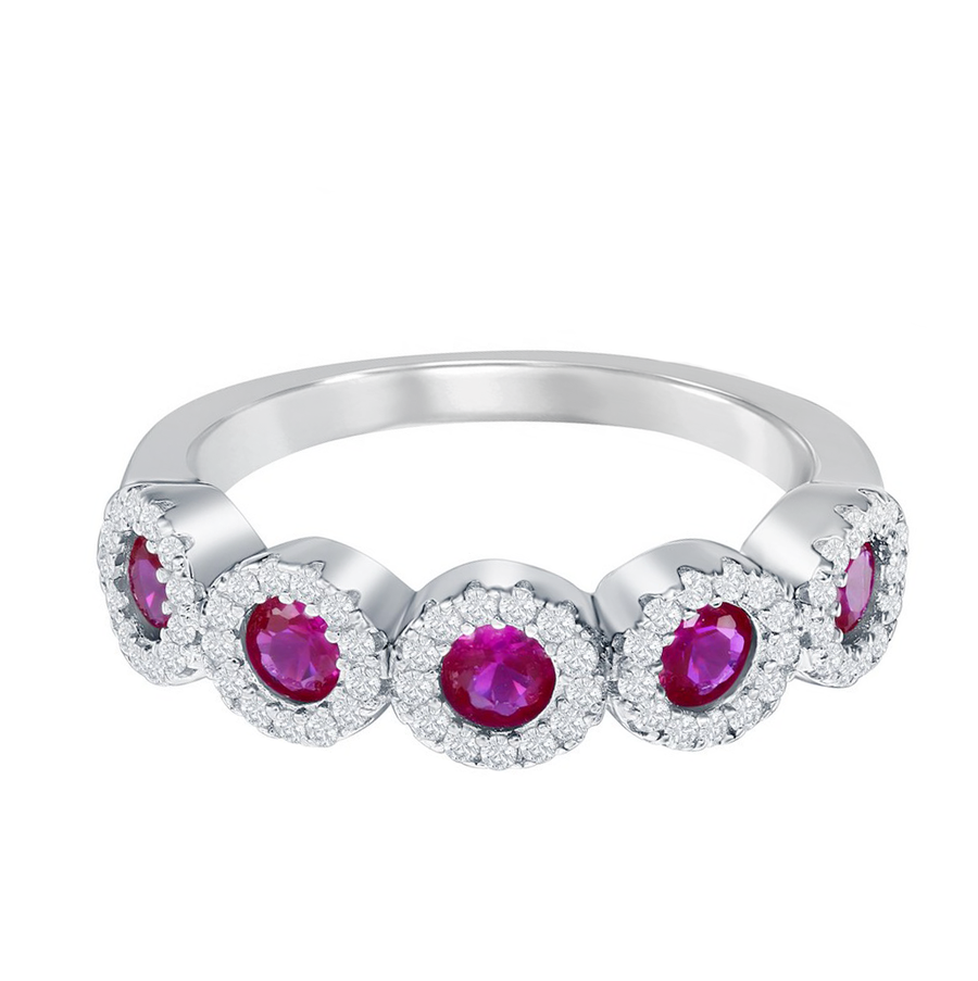 Five Halo Ruby Band