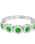 Five Halo Emerald Band