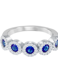 Five Halo Blue Sapphire Band
